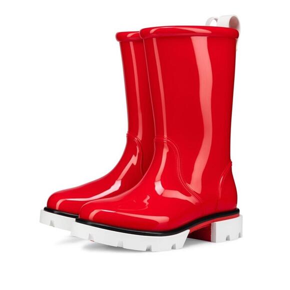 $555 NEW Christian Louboutin Girl's Pluie Rain Boots Red Size 33 US 1.5 - Picture 3 of 13